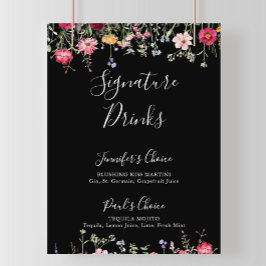 Garden Multifärgad Wildblomma Namnteckning Drinks- Poster