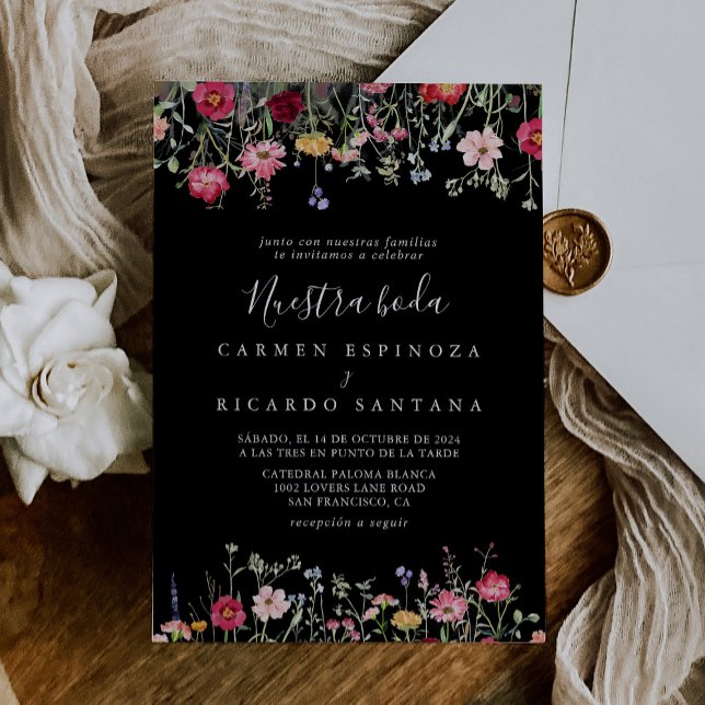 Garden Multifärgad WildblommNuestra Boda Bröllop Inbjudningar (Skapare uppladdad)