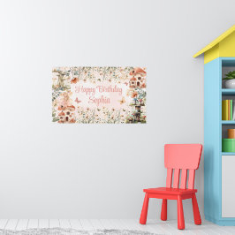 Garden Mushroom Girl's 1st Birthday Poster