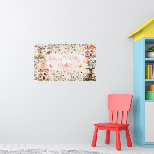 Garden Mushroom Girl's 1st Birthday Poster