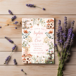 Garden Mushroom Girl's First Birthday Inbjudningar