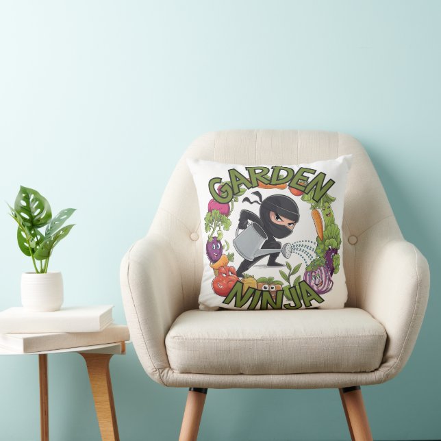 Garden Ninja Design - Rolig Trädgårdsgrafik Kudde (Stol)