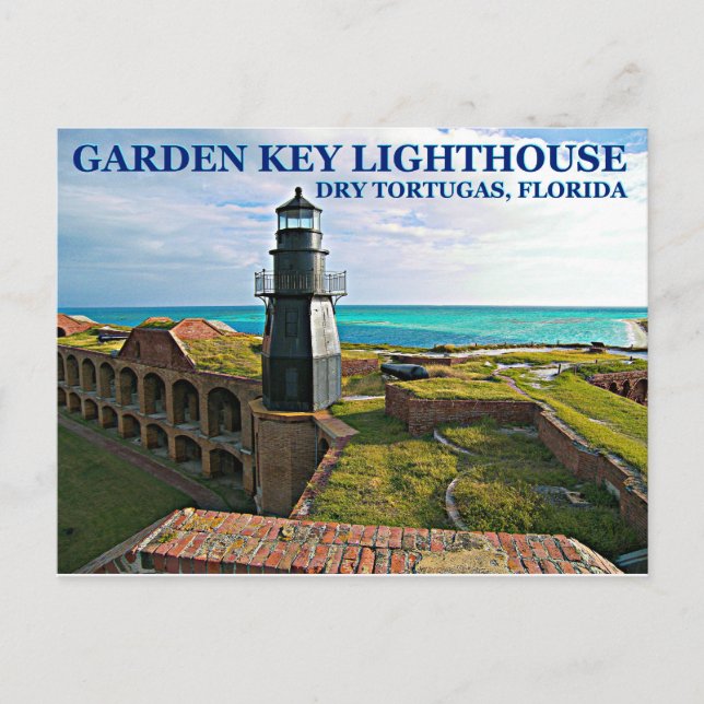 Garden Nyckel fyr, Tortugas, Florida Vykort (Framsida)