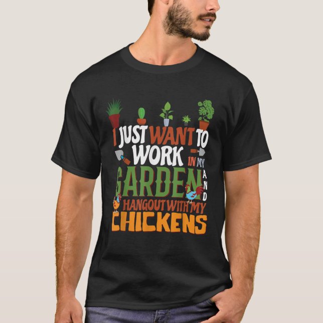 Garden och Chickens t Shirt (Framsida)