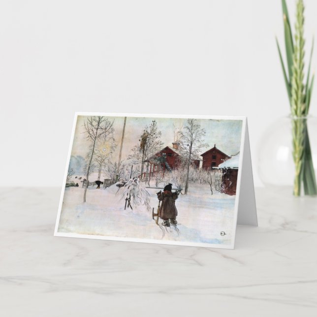 Gården och Tvätta-Huset, Carl Larsson Helgkort (Framsida)