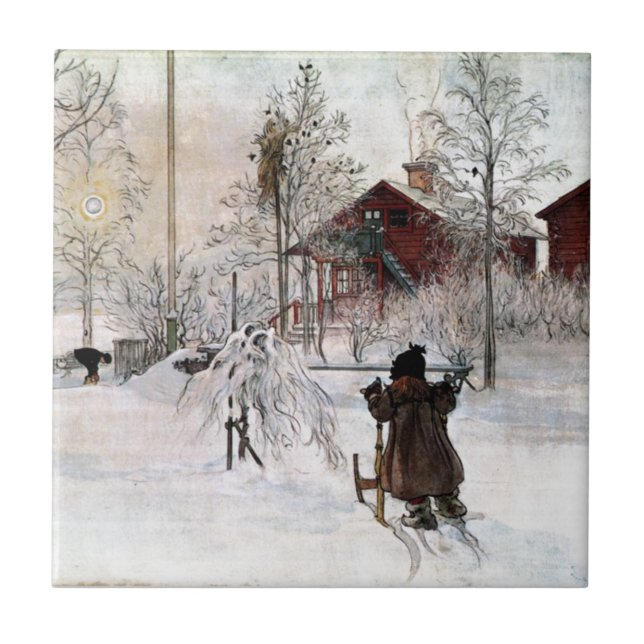 Gården och Tvätta-Huset, Carl Larsson Kakelplatta (Framsidan)
