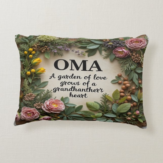 ’Garden of Kärlek Grows of OMA’ Prydnadskudde (Baksidan)