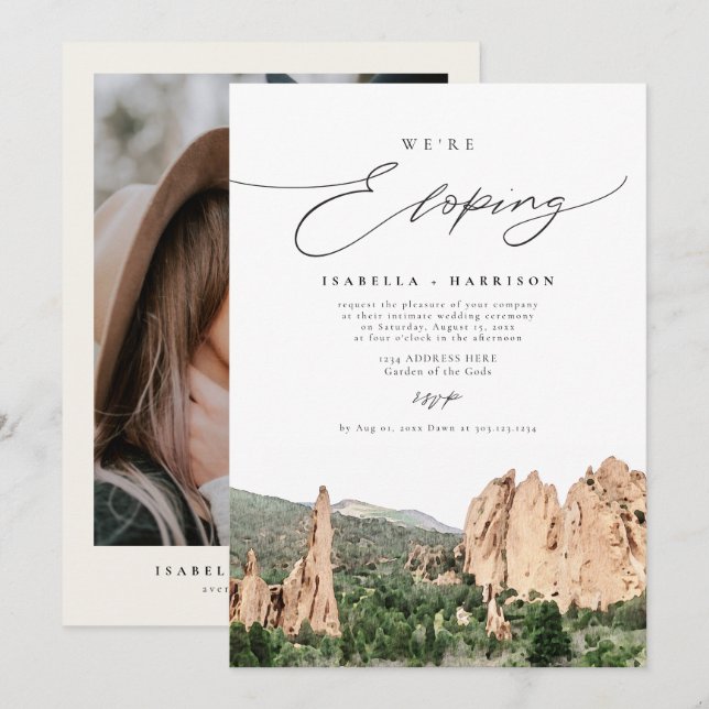 GARDEN OF THE GODS Mountain Elopement Inbjudningar (Fram/baksida)