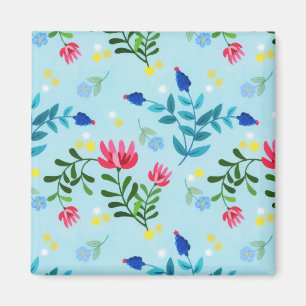 Garden om Tiny Bloom Blåa blommor Vår Magnet