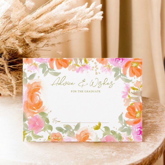 Garden orange boho wildblommor studenten tilläggskort (Garden orange boho wildflowers graduation enclosure card)