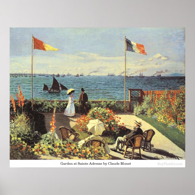 Garden på Sainte Adresse av Claude Monet Poster (Framsidan)