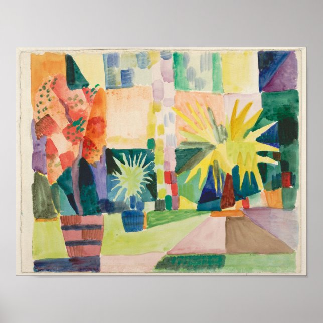Garden på Sjö Thun senast augusti Macke Poster (Framsidan)