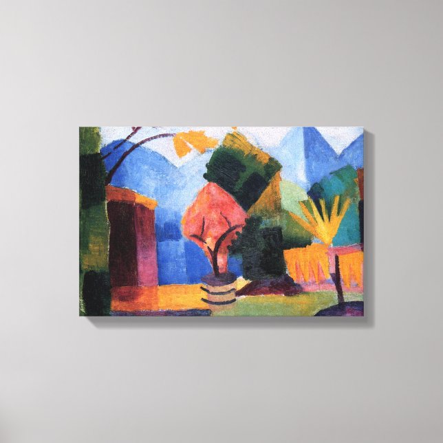 Garden på Sjö Thun senast vid augusti Macke, Vinta Canvastryck (Framsida)