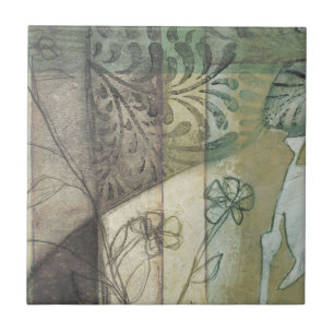 Garden Panel med Löv, blommor och gräs Kakelplatta