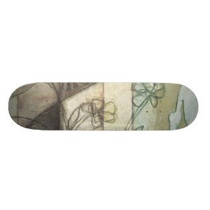 Garden Panel with Löv, Flowers and Grass Old School Skateboard Bräda 18 Cm