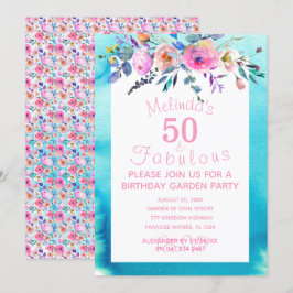 Garden Party Anpassningsbar 50 och Fabulous 50:e f Inbjudningar