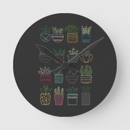 Garden Party avec pots et fleurs Rund Klocka