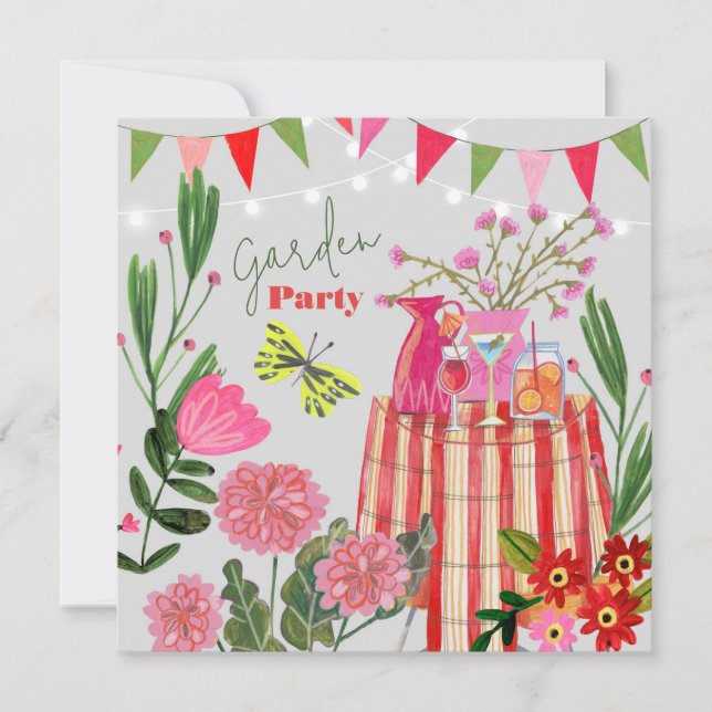 Garden Party Birthday Inbjudningar (Framsida)