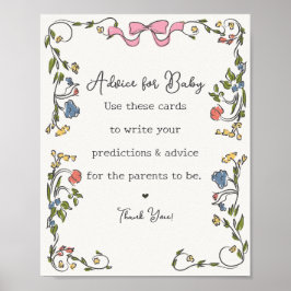 Garden Party Blommigt Baby Shower Advice for Baby Poster