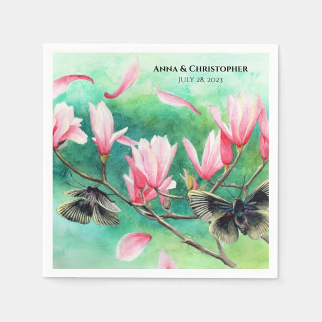 Garden Party! Blommigt med fjärilar, Personlig Pappersservett (Framsidan)