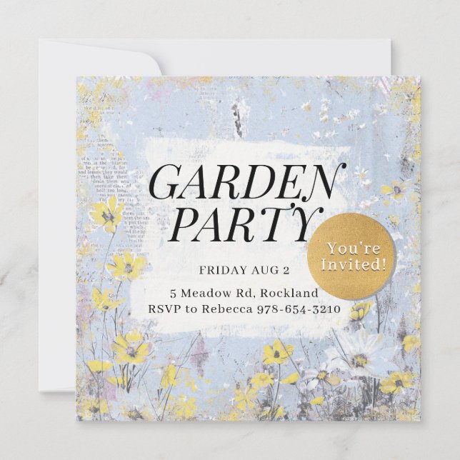 Garden Party Blue Daisy Wildblomma Birthday Classy Inbjudningar (Framsida)