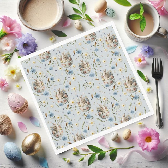 Garden Party Bunny Firande Blue Pappersservett (Skapare uppladdad)