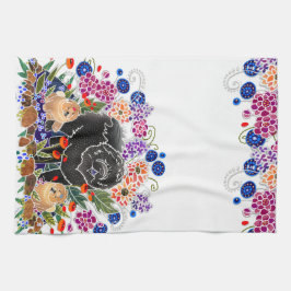 GARDEN PARTY chow-kökshandduk, vit bakgrund Kökshandduk