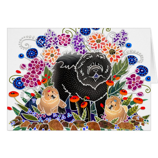 GARDEN PARTY Chow - konsthandlingar av Sandra Mill Hälsningskort (Framsidan Horizontal)