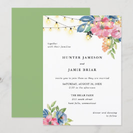 Garden Party, Flowers och Twinkle Ljus Bröllop Inbjudningar