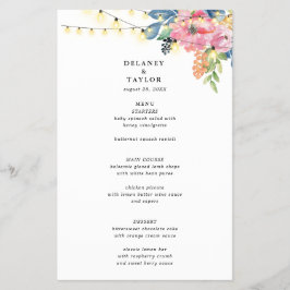 Garden Party, Flowers och Twinkle Ljus Menu Flygblad