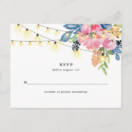 Garden Party, Flowers och Twinkle Ljus Reply Vykort
