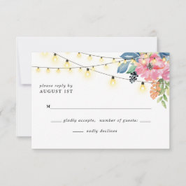 Garden Party Flowers &Twinkle Ljus Blue Bröllop OSA Kort