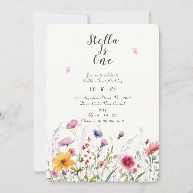 GARDEN PARTY FÖRSTA BIRTHDAY-INBJUDAN INBJUDNINGAR (Framsida)