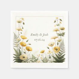 Garden Party Gult och Olive Wildblomma Pappersservett