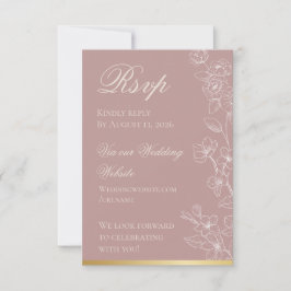 Garden Party Mauve and Gold RSVP Card OSA Kort