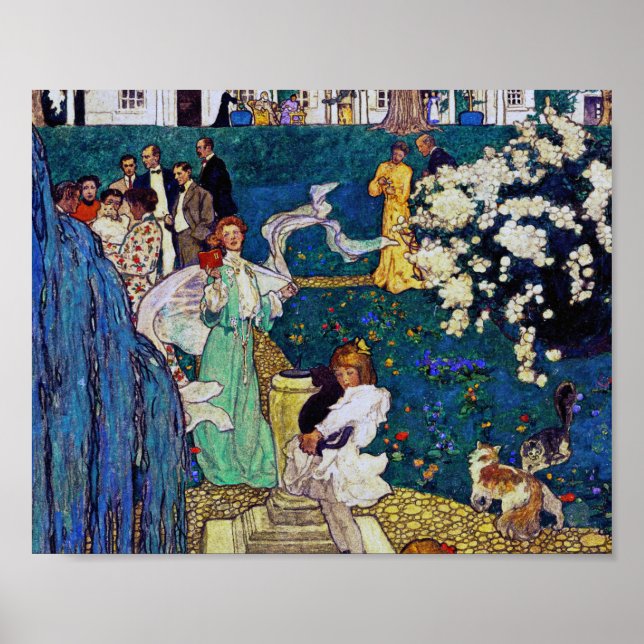 Garden Party med Cat, Jessie Willcox Smith Poster (Framsidan)