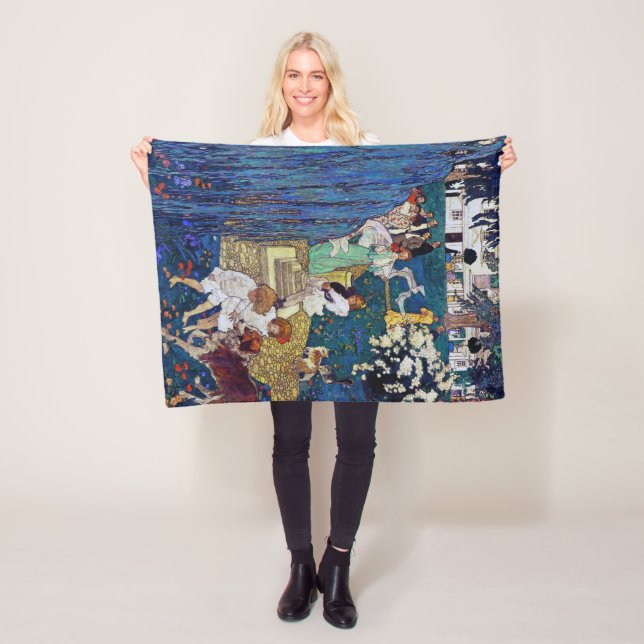 Garden Party med Hund & Cat, Jessie Willcox Smith Fleecefilt (På plats)