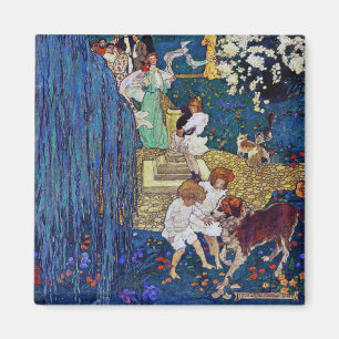 Garden Party med Hund & Cat, Jessie Willcox Smith Magnet