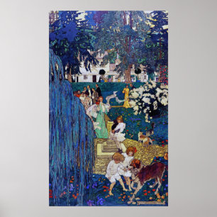 Garden Party med Hund & Cat, Jessie Willcox Smith Poster
