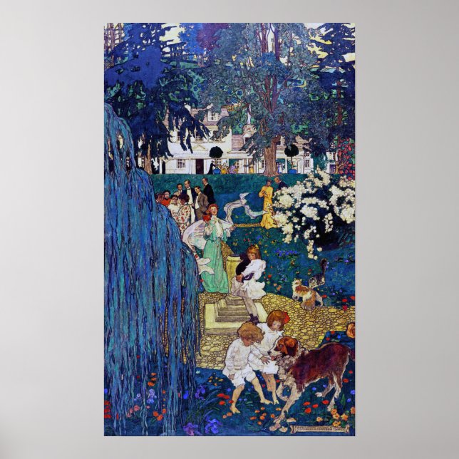 Garden Party med Hund & Cat, Jessie Willcox Smith Poster (Framsidan)