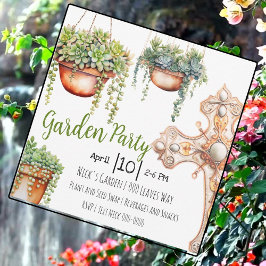 Garden Party med Succulents och Garden Decor Inbjudningar