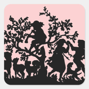 Garden Party på Rosa och svart Fyrkantigt Klistermärke
