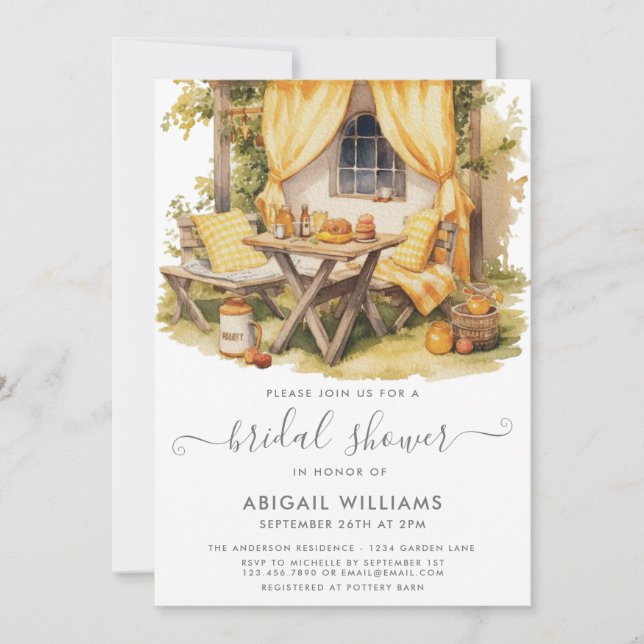 Garden Party Picnic Orange Citrus Möhippa Inbjudningar (Framsida)