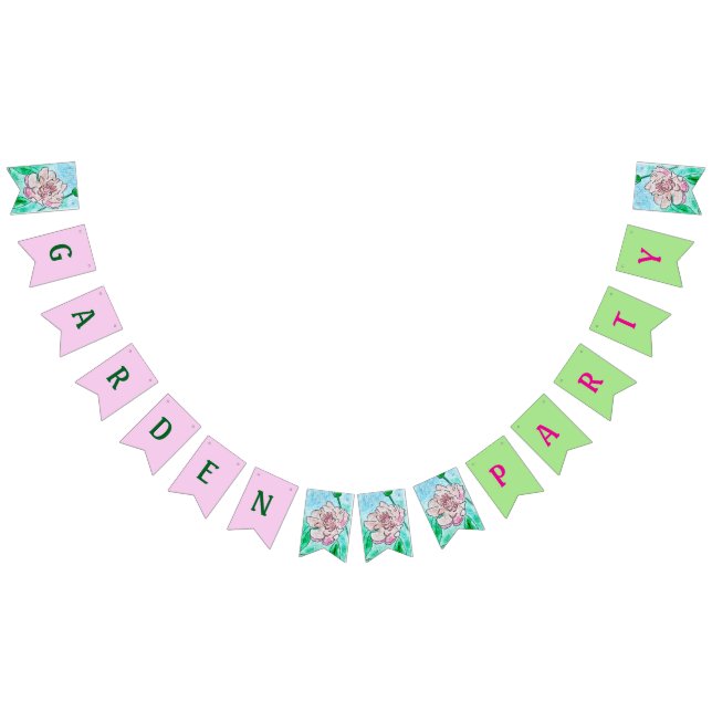 Garden Party Rosa Peony Vimplar (Alla)