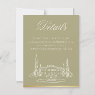 Garden Party Sage Wedding Invitation Details Card Inbjudningar