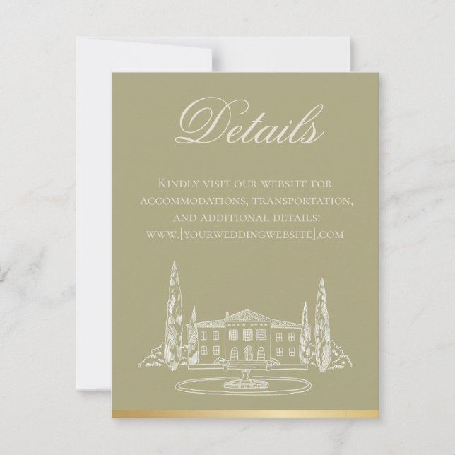 Garden Party Sage Wedding Invitation Details Card Inbjudningar (Framsida)