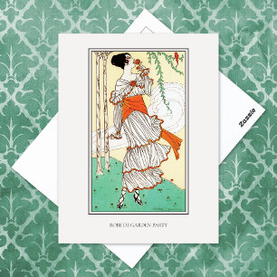 Garden Party Vintage Dammy Mode Illustration Vykort