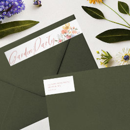Garden Party Watercolor Wildbloms Blommigt Birthda Etikettband