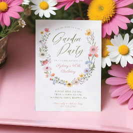 Garden Party Watercolor Wildbloms Blommigt Birthda Inbjudningar