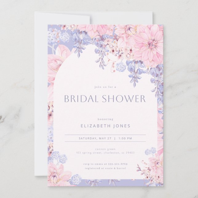 Garden Party Wisteria Inbjudningskort för möhippan (Framsida)